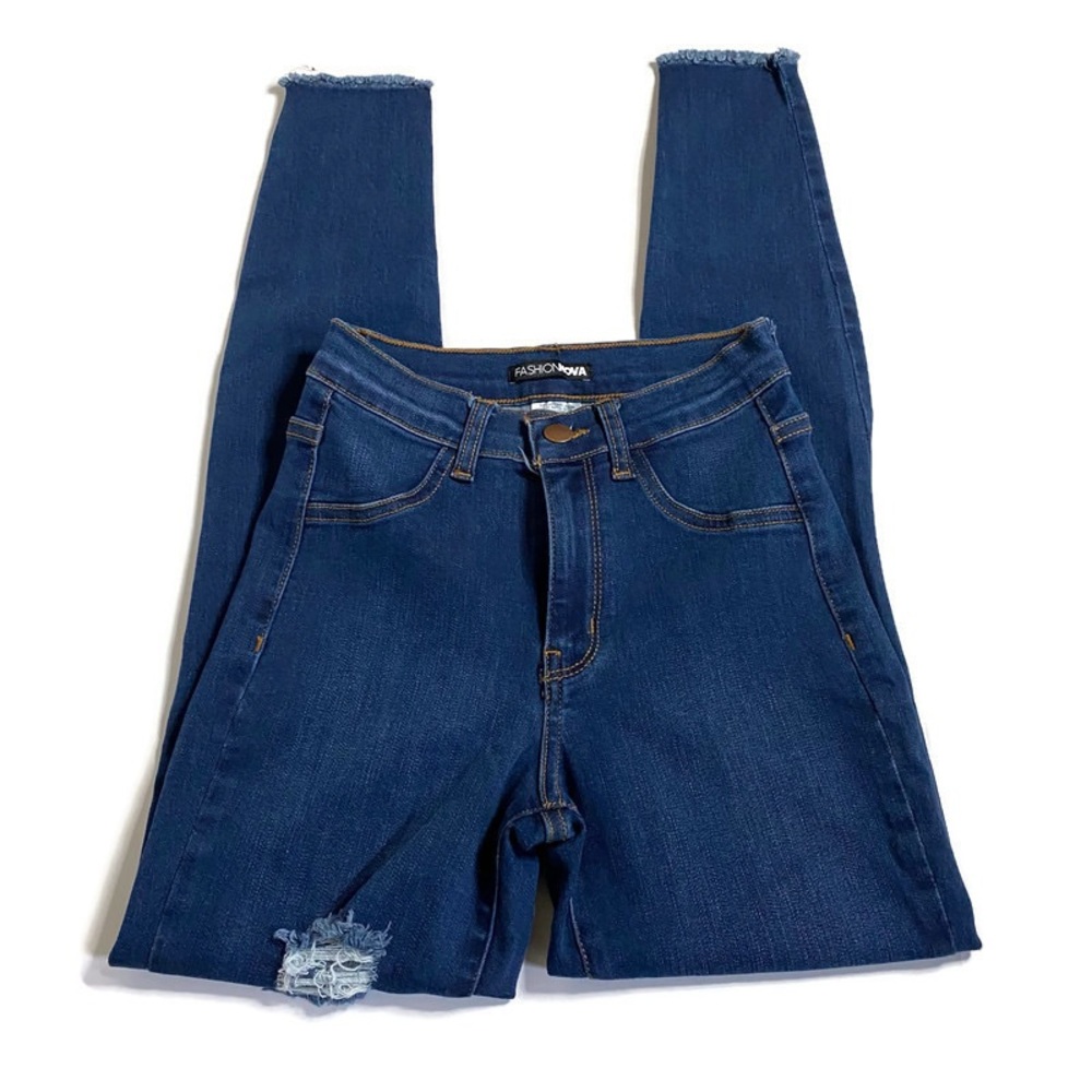 Fashion nova high waisted distressed jean